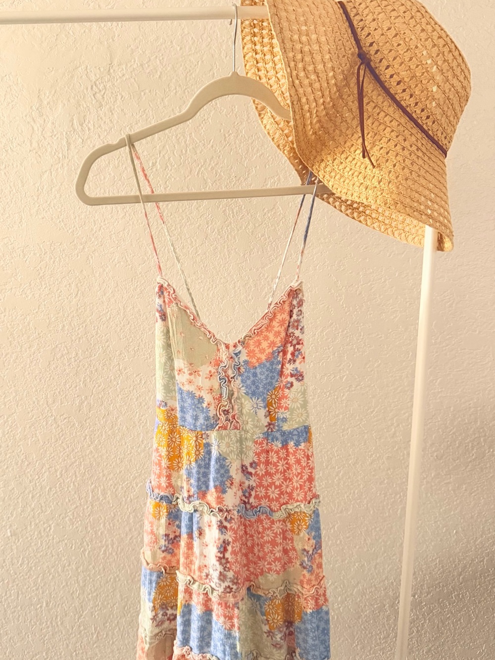 Forever 21 Multicolor Patchwork Floral Spaghetti Strap Dress